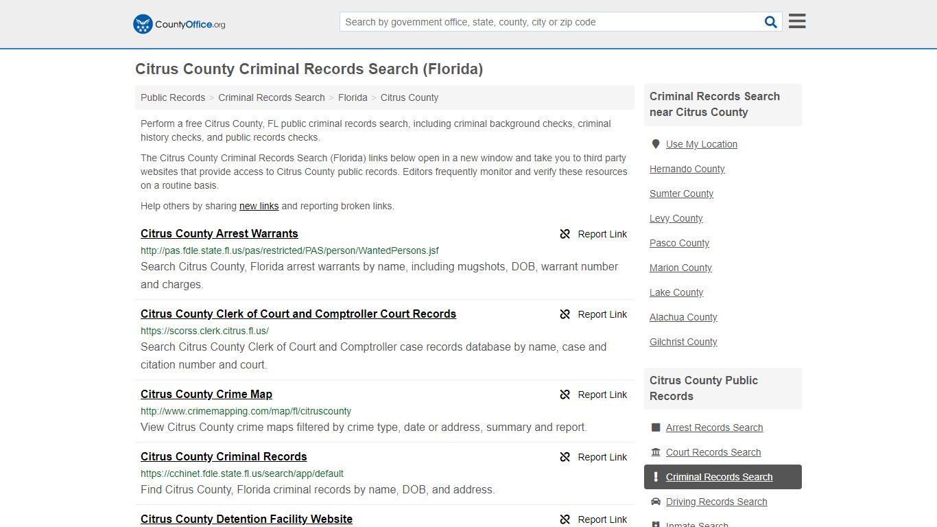 Criminal Records Search - Citrus County, FL (Arrests ...