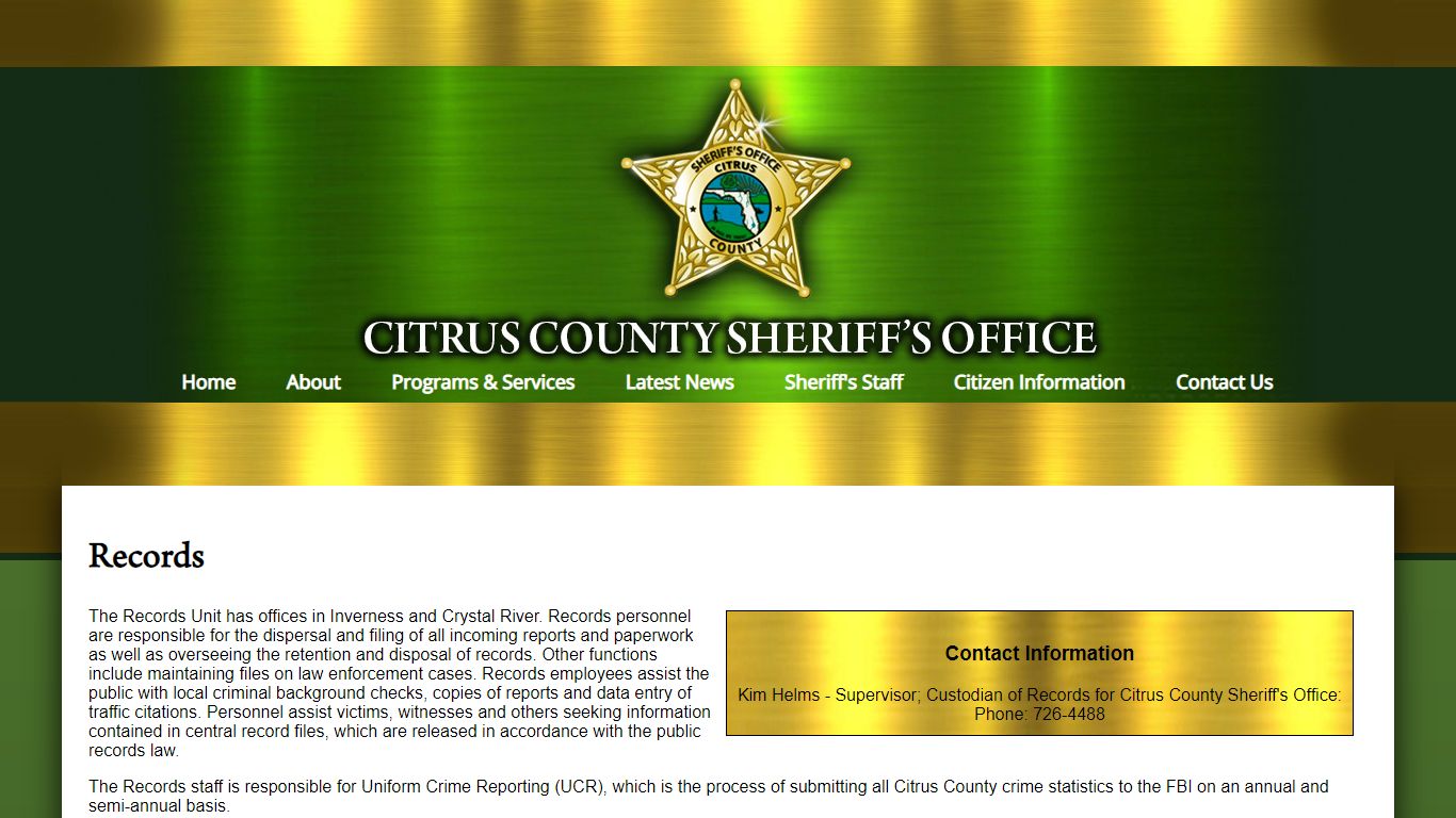 Records - Citrus County Sheriff's Office